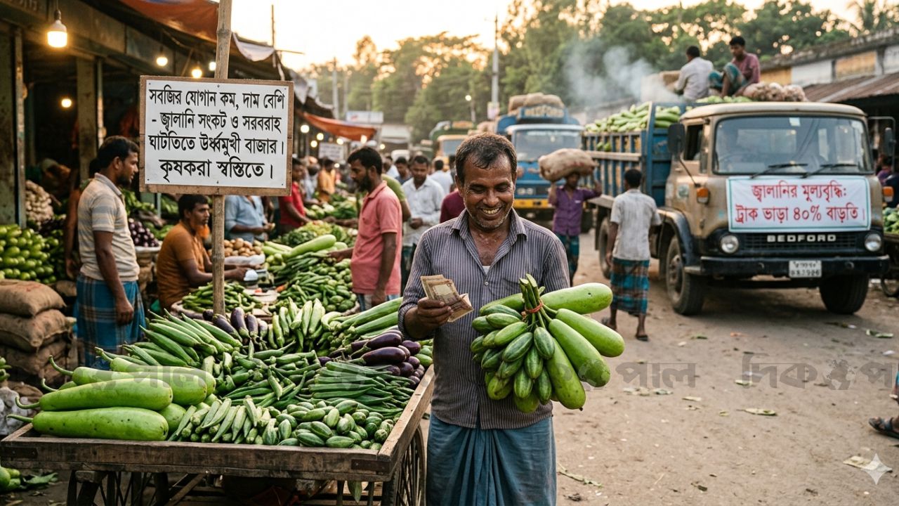 সরবরাহ সংকটে সবজির বাজারে অস্থিরতা খরচ বাড়লেও লাভের মুখ দেখছেন চাষিরা